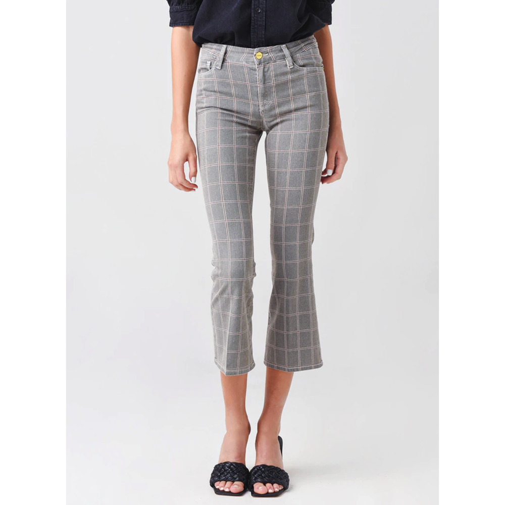 Frame Le Crop Mini Boot Jeans Pants Window Pane Plaid Women's Size 26 $248